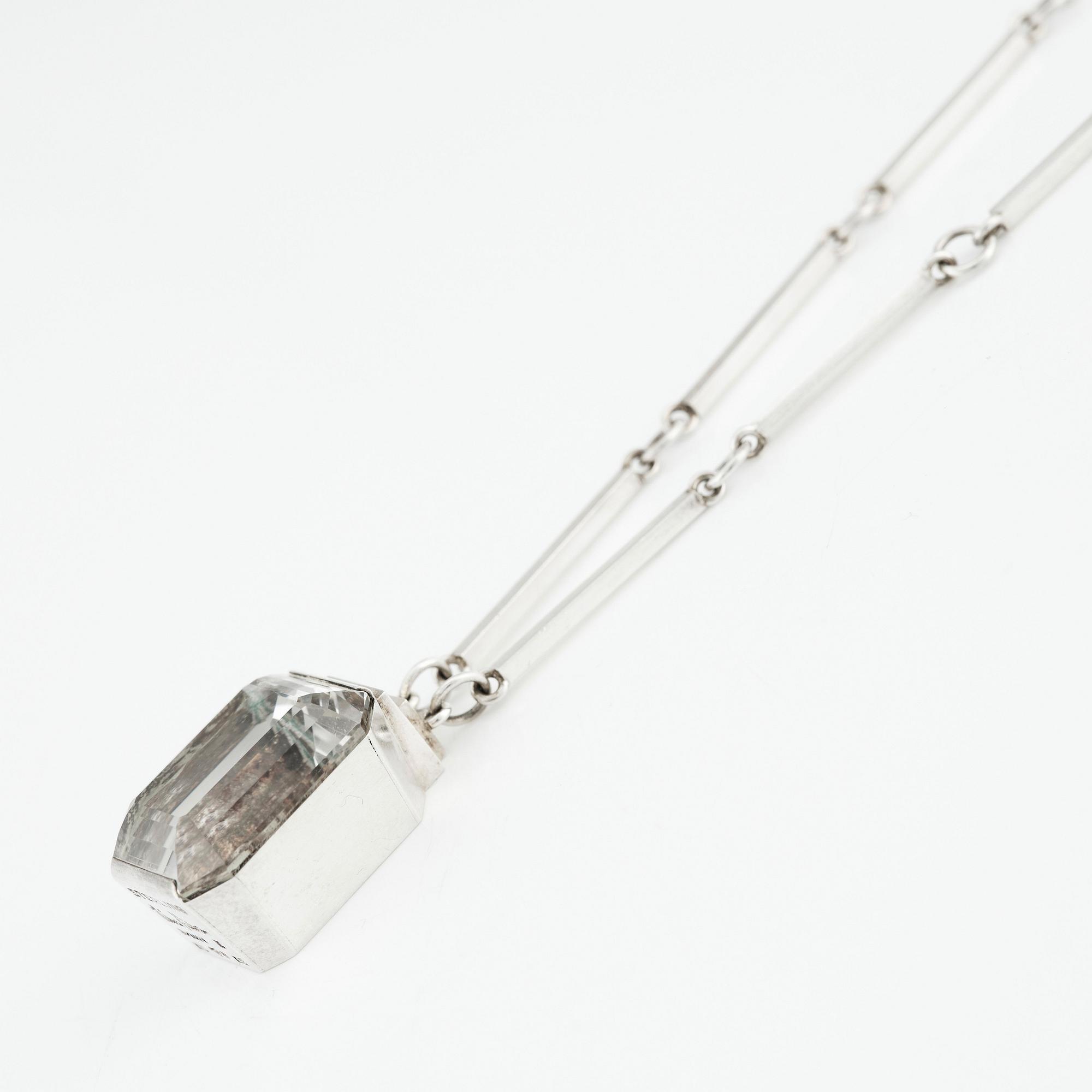 Wiwen Nilsson, a rock crystal and sterling silver necklace and pendant, Lund Sweden 1942.