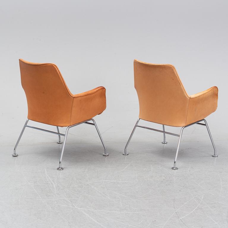 Six leather armchairs, 'Mirja', by Bruno Mathsson for Dux.