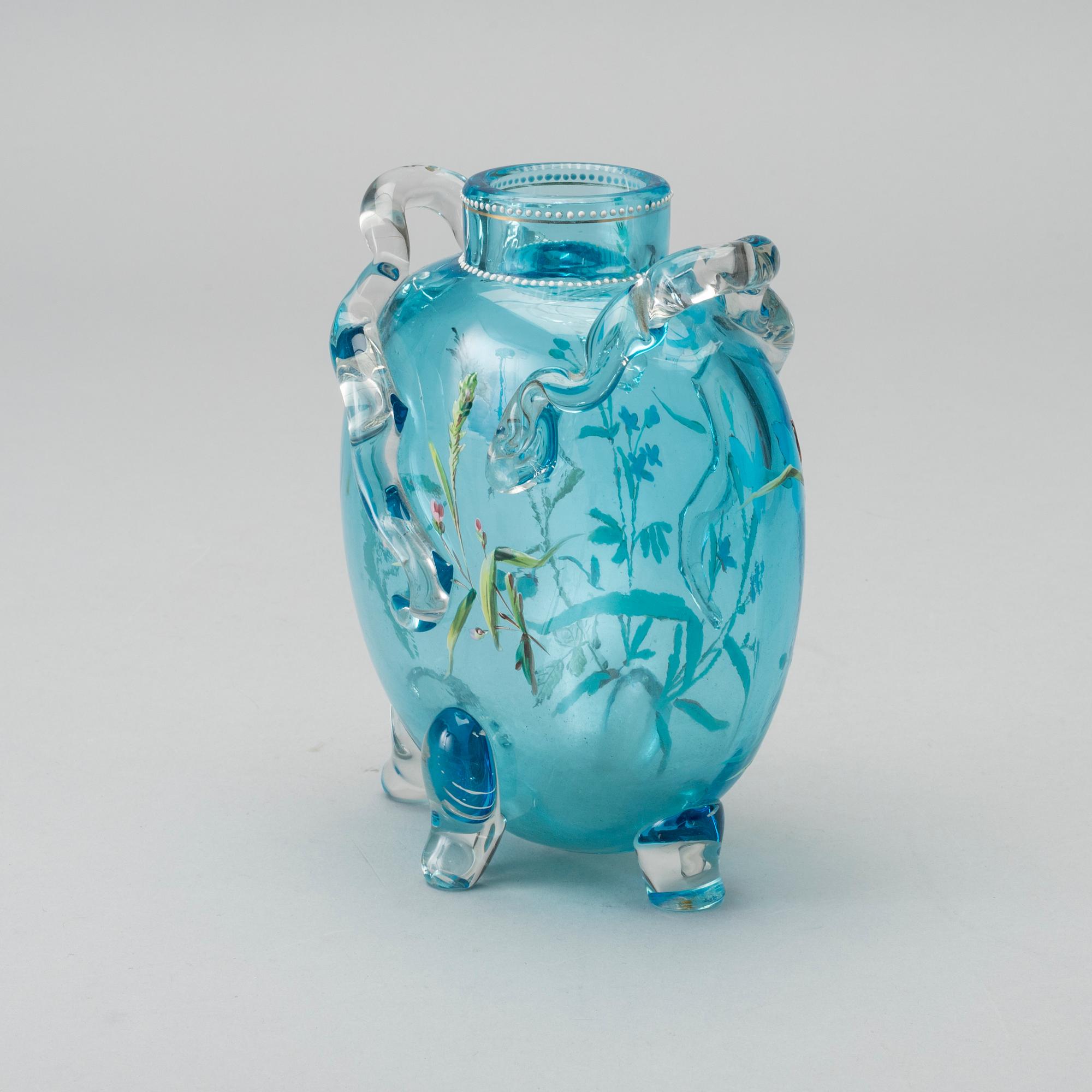 ERNEST LEVEILLÉ, a signed handpainted glass vase.