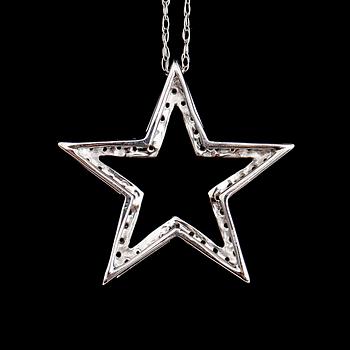 HÄNGE MED KEDJA, 10 k vitguld, briljantslipade diamanter  tot 0.25 ct.