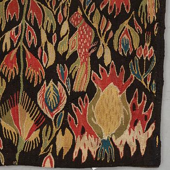 A carriage cushion, tapestry weave, "Lammet och fanan", ca 45-47 x 97,5-98 cm, Torna or Bara district,