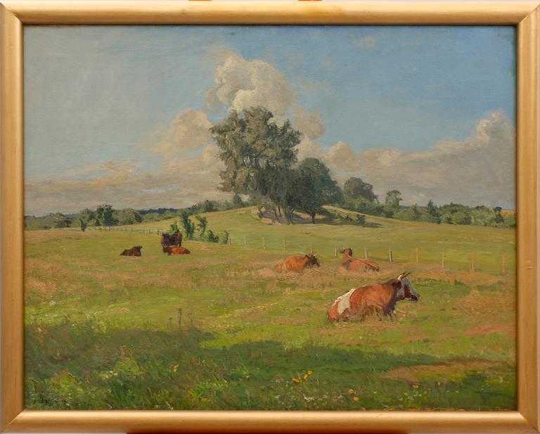 OKÄND KONSTNÄR, olja på duk, otydl. sign, trol. Danmark, omkring 1900.