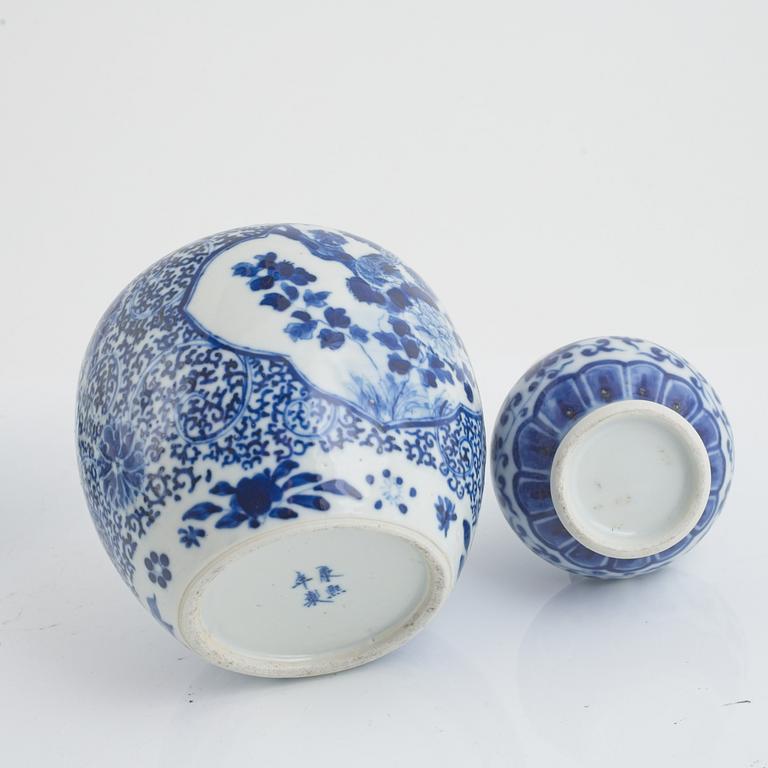 Two porcelain bowls, an urn and a vase, China, 19th-20th century.