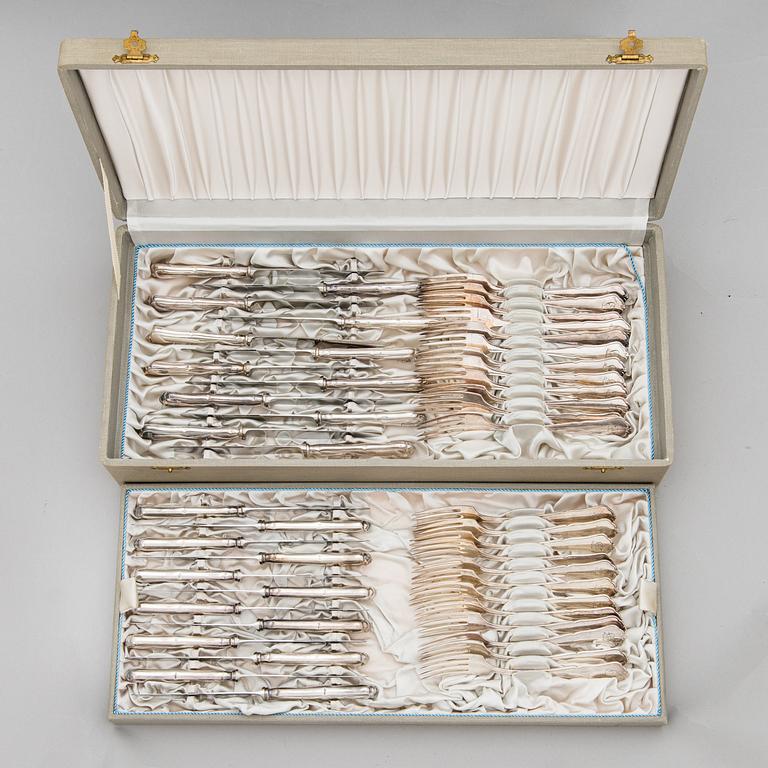 A 48-piece set of 'Chippendale' silver cutlery, Hämeenlinna, Finland 1959-60.