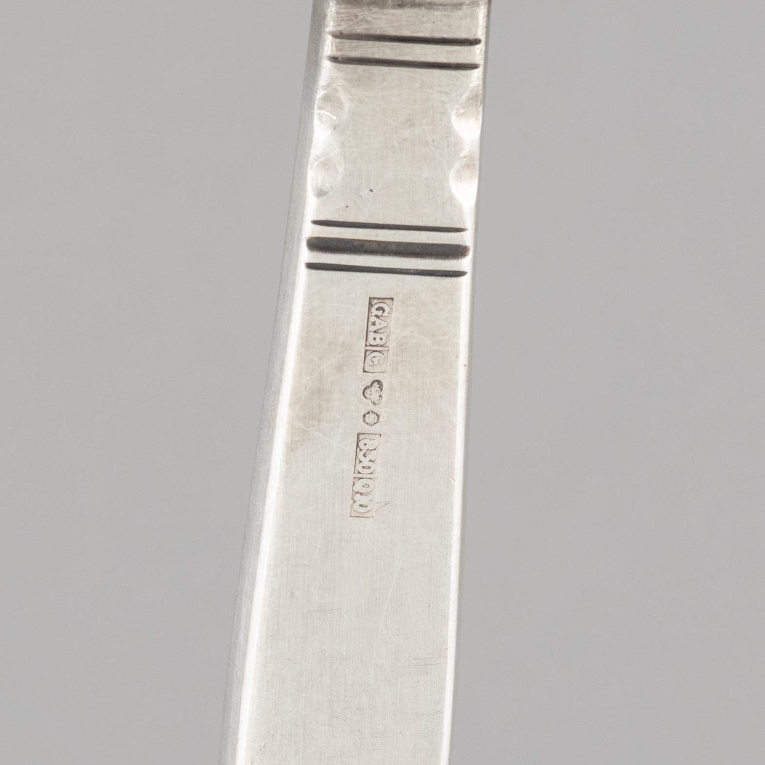Jacob Ängman, six silver butter knives, "Rosenholm", GAB, Eskilstuna 1976-1990.
