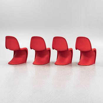 Verner Panton, four red plastic 'Panton Chair Classic', chairs, Vitra, 2010.