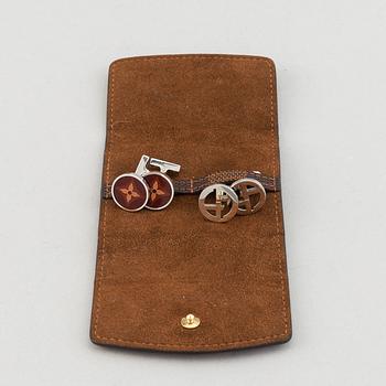 Louis Vuitton and Giorgio Armani, two pairs of cufflinks.