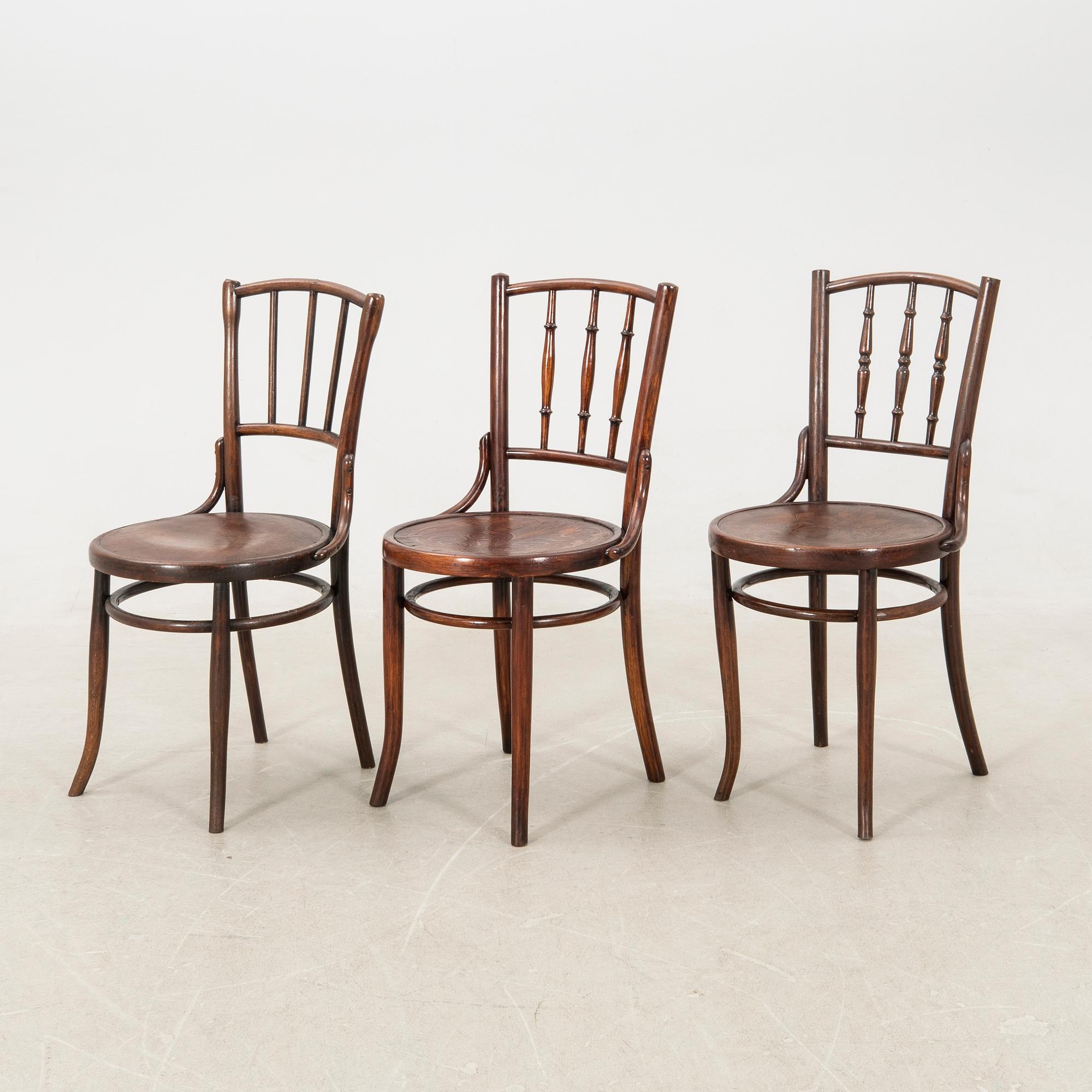 Chairs, 3 pcs, early 20th century, similar.