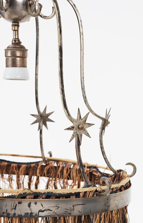 A CG Hallberg silver plated ceiling lamp, Stockholm 1920's-30's.