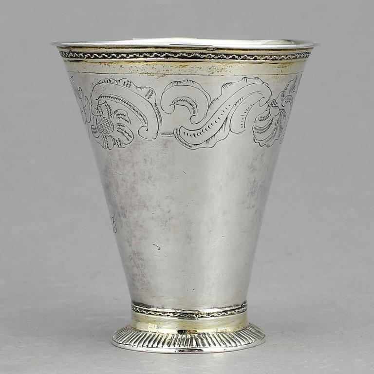 BÄGARE, silver, Elias Noreus, Östhammar, 1761. Vikt 64 g.