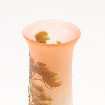 Emile Gallé, vase, glass, Art Nouveau early 20th century, Nancy, France.