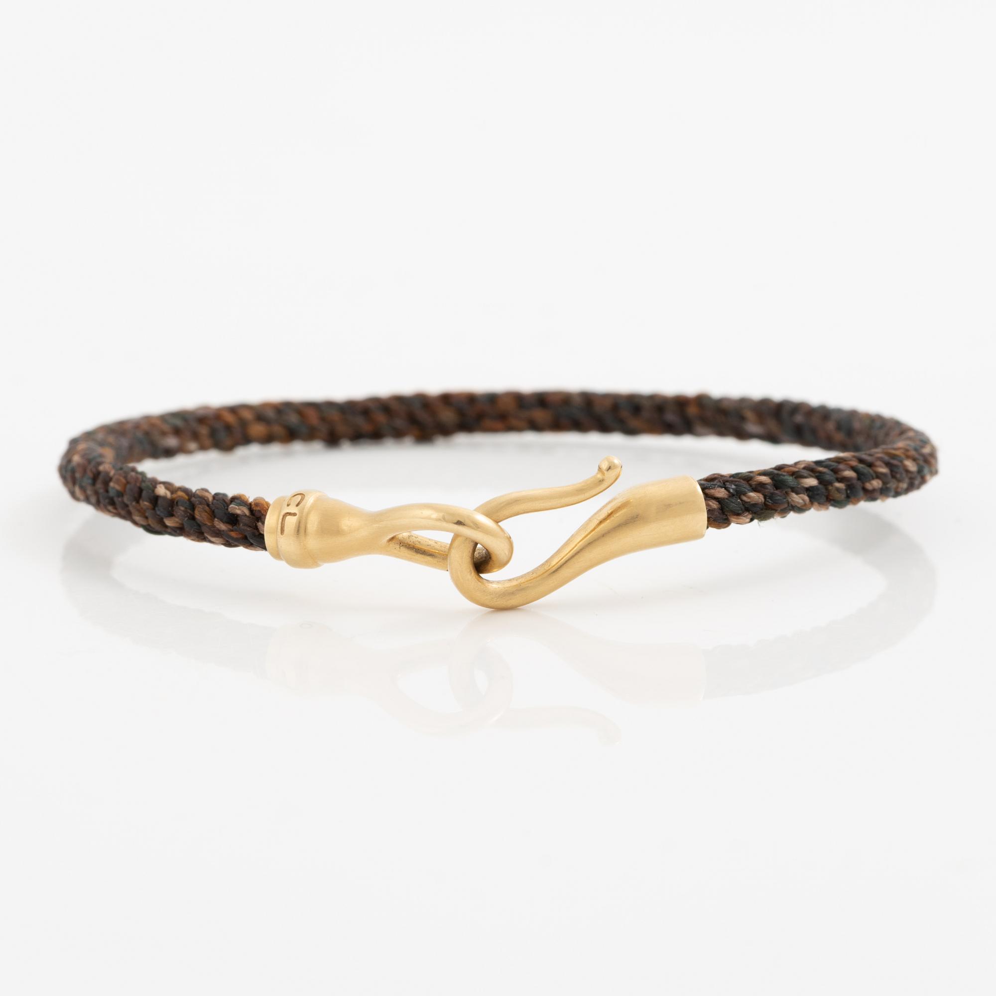 Ole Lynggaard bracelet 18K gold and textile/rope "Life".
