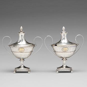 171. A pair of Swedish late Gustavian silver sugar-bowls, mark of Hans Lyberg, Borås 1805.