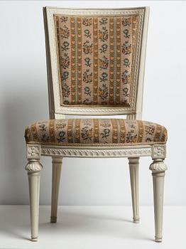 Ten matched Gustavian chairs, late 18th century.