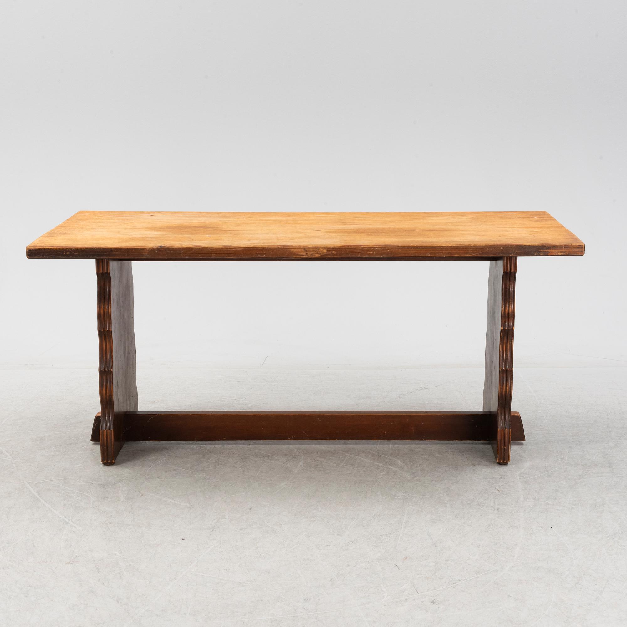A stained pine dining table from Åby Möbelfabrik, 1940s.