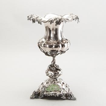 A silver wine cooler/vase by Gustaf Möllenborg, Stockholm 1869.