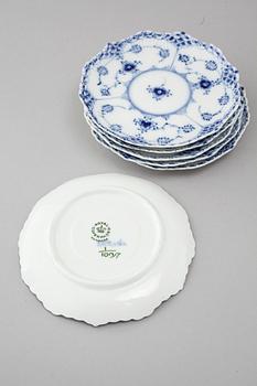 A 9 piece 'Musselmalet' part-mocca service, by Royal Copenhagen, second half of the 20th century.
