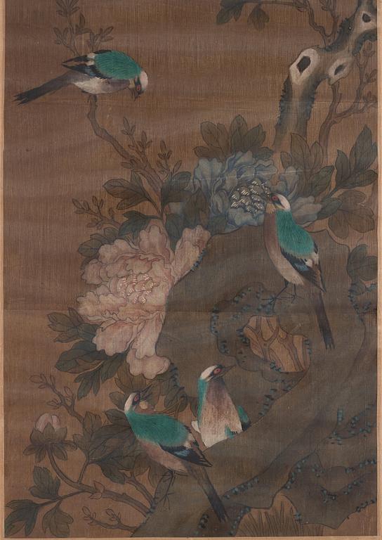 Målning, färg och tusch på siden lagt på papper. Qing dynasty, 1800-tal, efter Yun Bing.