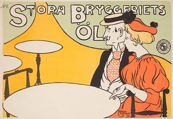 670. ARTHUR SJÖGREN, färglitografisk affisch, 1895, tryckt av Generalstabens Litografiska Anstalt, Stockholm.