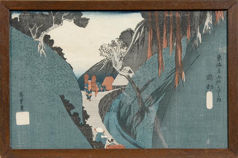 HIROSHIGE, träsnitt, Japan, 1800-tal.