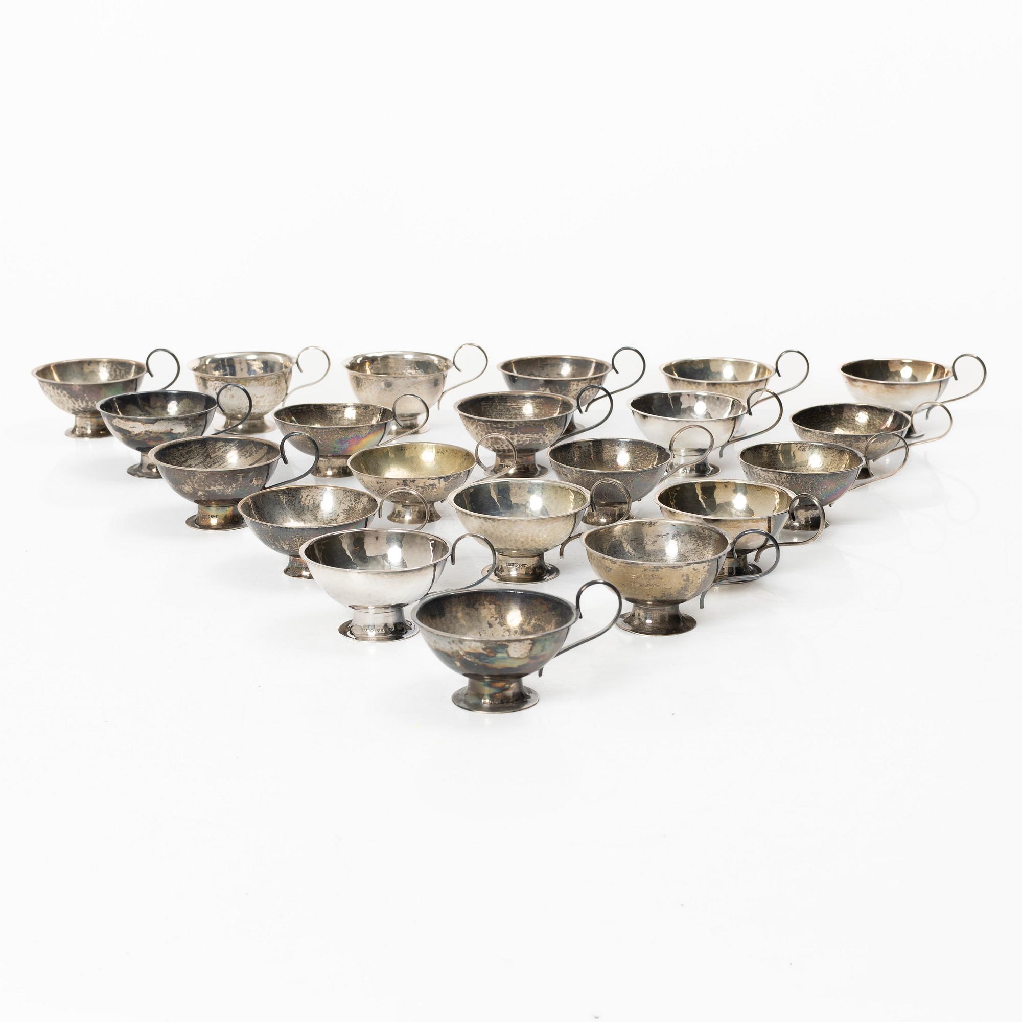 Punschmuggar, 21 st, silver, bl a Emma Johanssons Guldsmedsaffär, Arvidsjaur 1926.