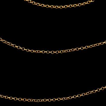 KLOCKKEDJA, 14 k guld. Vikt ca 14,2 g.