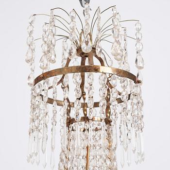 A pair of late Gustavian seven-light chandeliers, early 19th century.