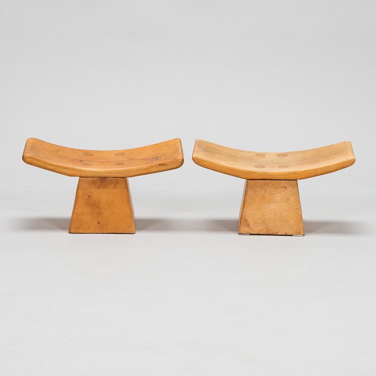 Seven late 20th century stools / meditation benches.