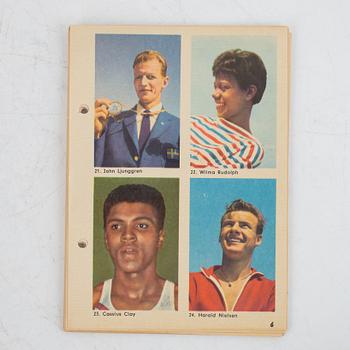 Collector cards, "Stars of Sport", including Cassius Clay, Nacka Skoglund, and others, Hemmets Journal, 1960s.
