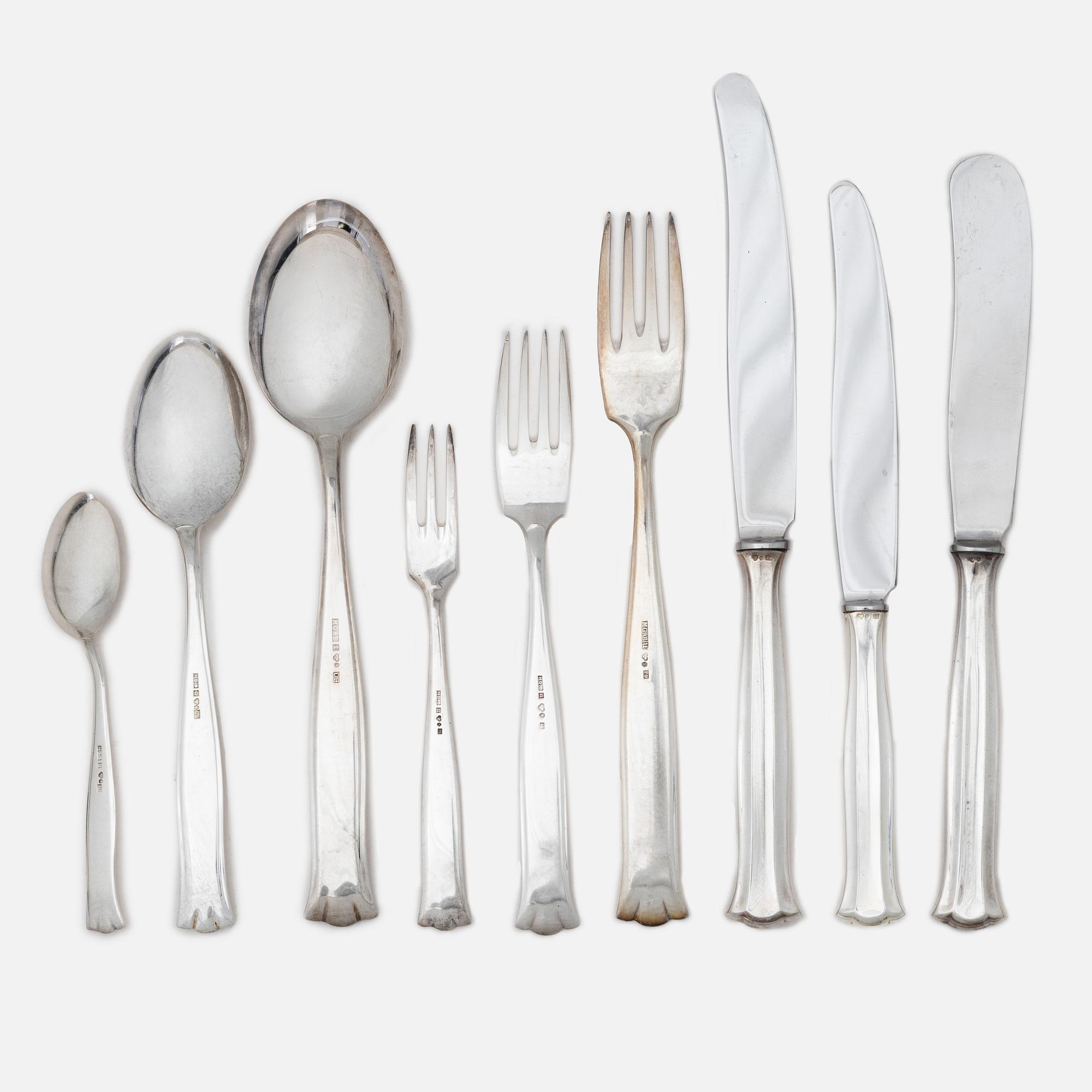 Markströms Guldsmeds Ab, A Swedish silver cutlery set, "Birgitta", Uppsala 1951-1979 (95 pieces).