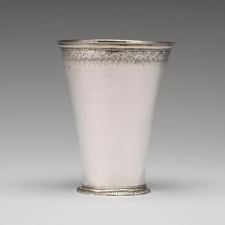 A Swedish 18th century parcel-gilt silver beaker, mark of Carl Lilja, Stockholm 1721.