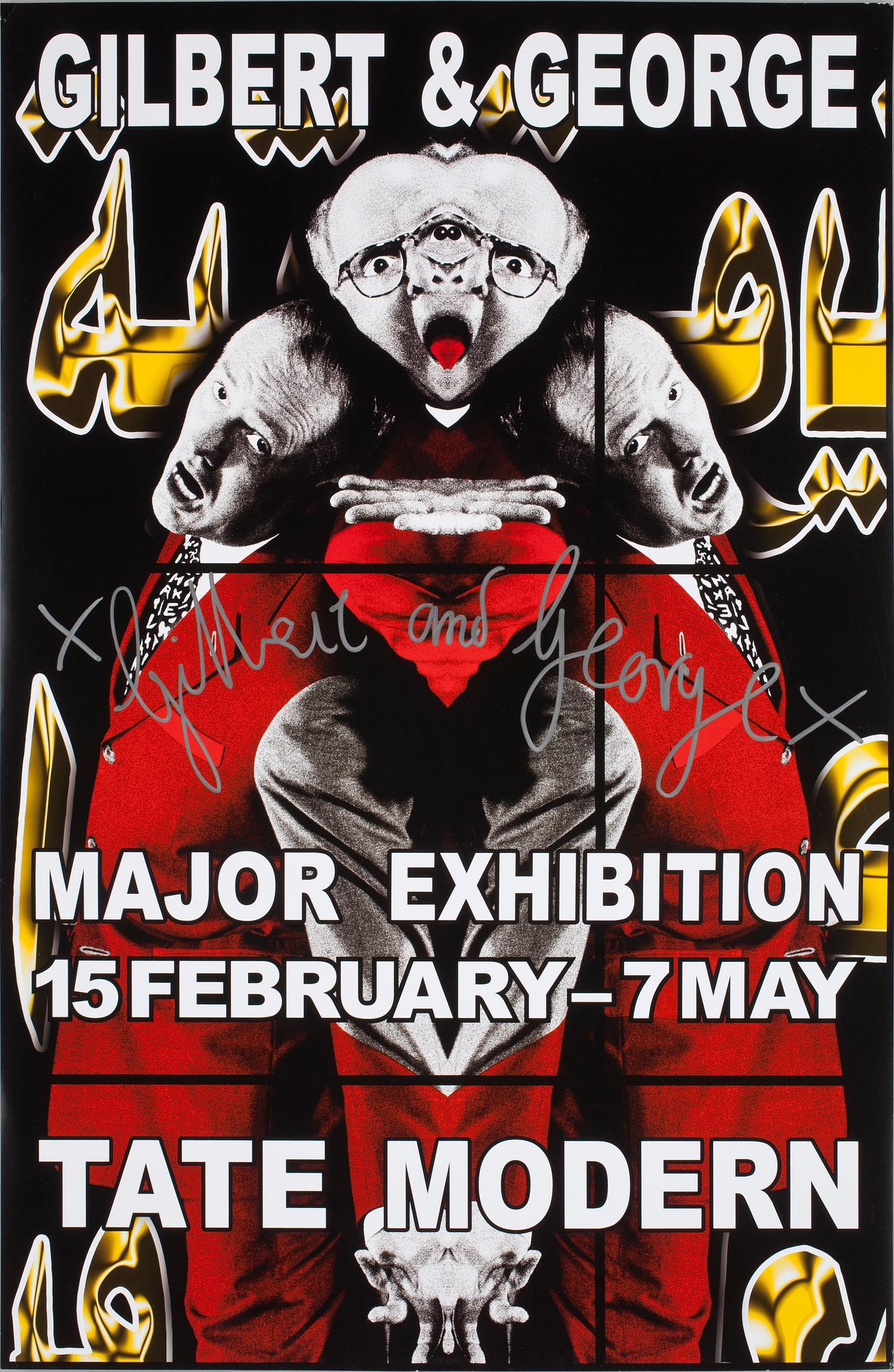 GILBERT & GEORGE, signerad utställningsaffisch.