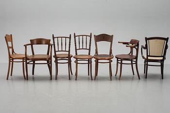 STOLAR samt KARMSTOLAR, 7 st, olika modeller Kohn mm, Österrike.