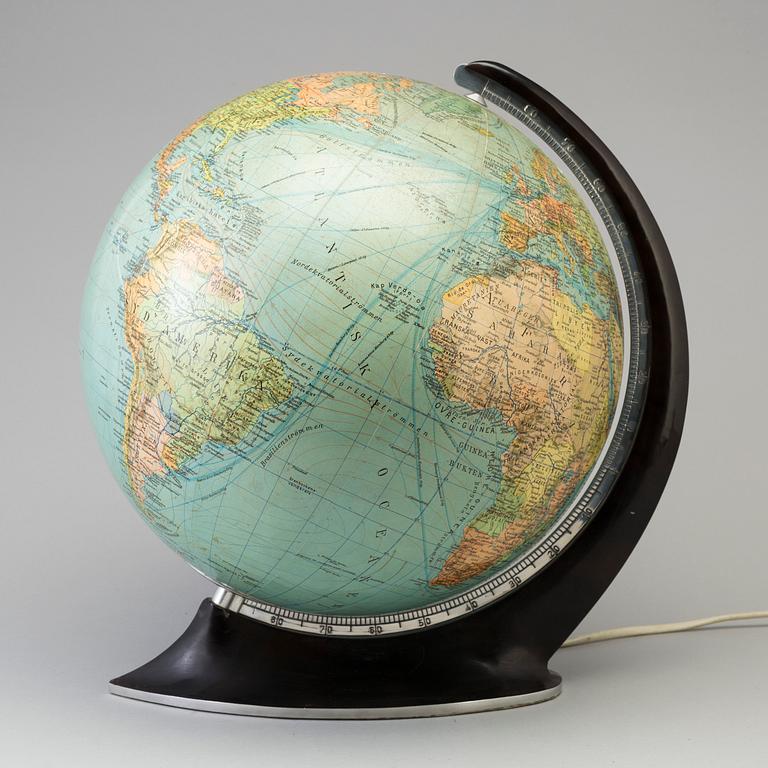 A 'Columbus Duo Jordglob' globe by Ivar Asp AB, Stockholm, mid 20th century.