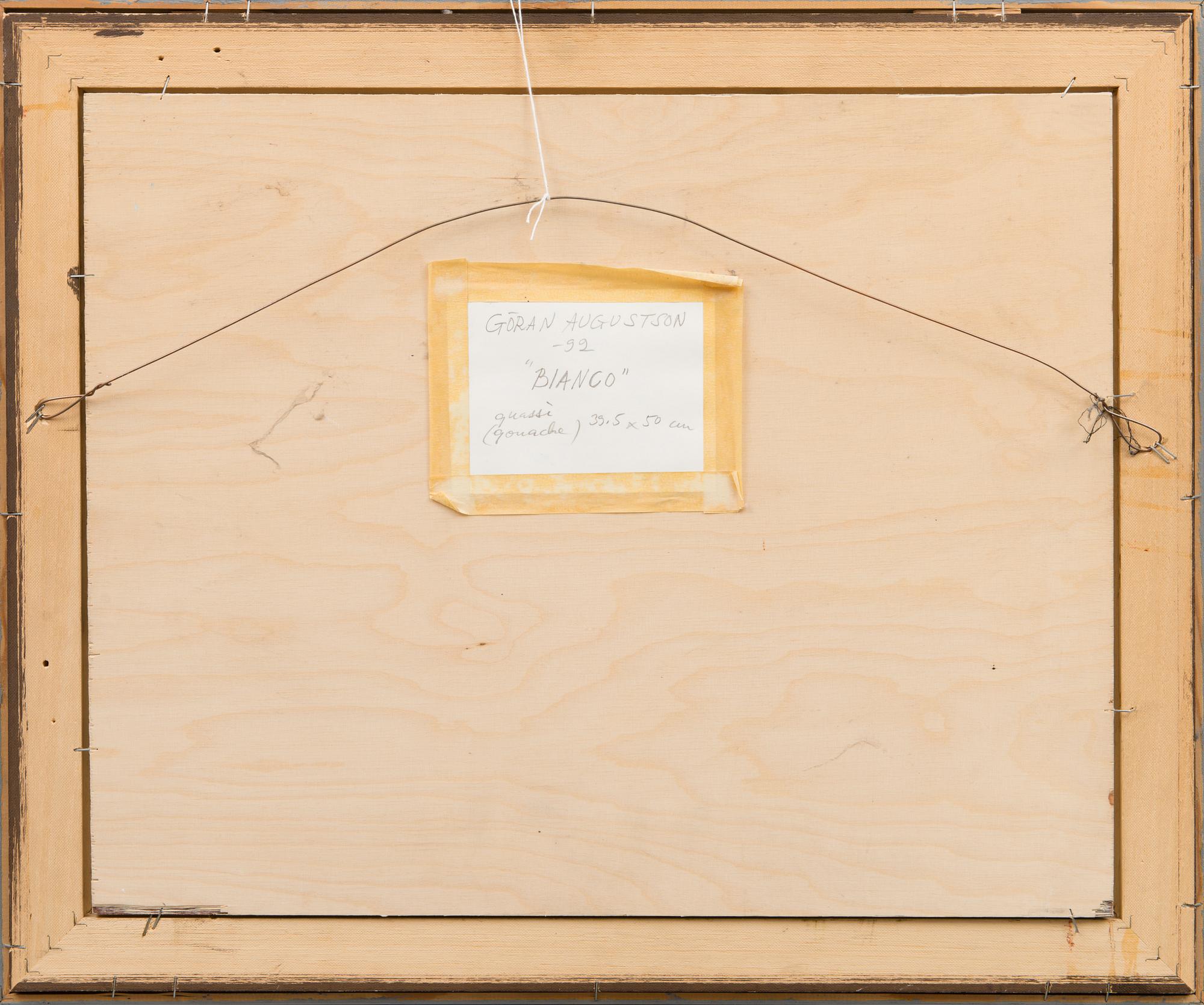 GÖRAN AUGUSTSON, gouache på plywood, signerad och daterad -92.