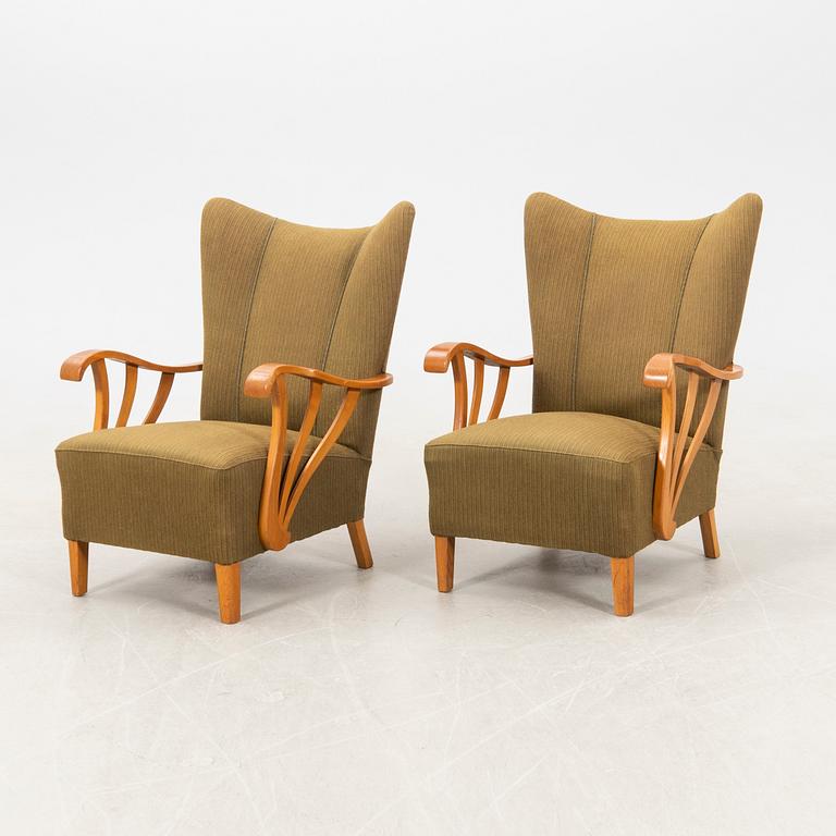 Armchairs, a pair, 1940s Swedish Modern.