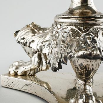 A silver bottle stand, by Gustaf Möllenborg (active 1823-1850), 1837. Weight 1236 g.