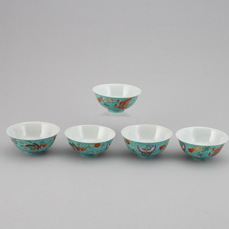 SKÅLAR, 12 stycken (5+7), porslin. Kina, 1900-tal.