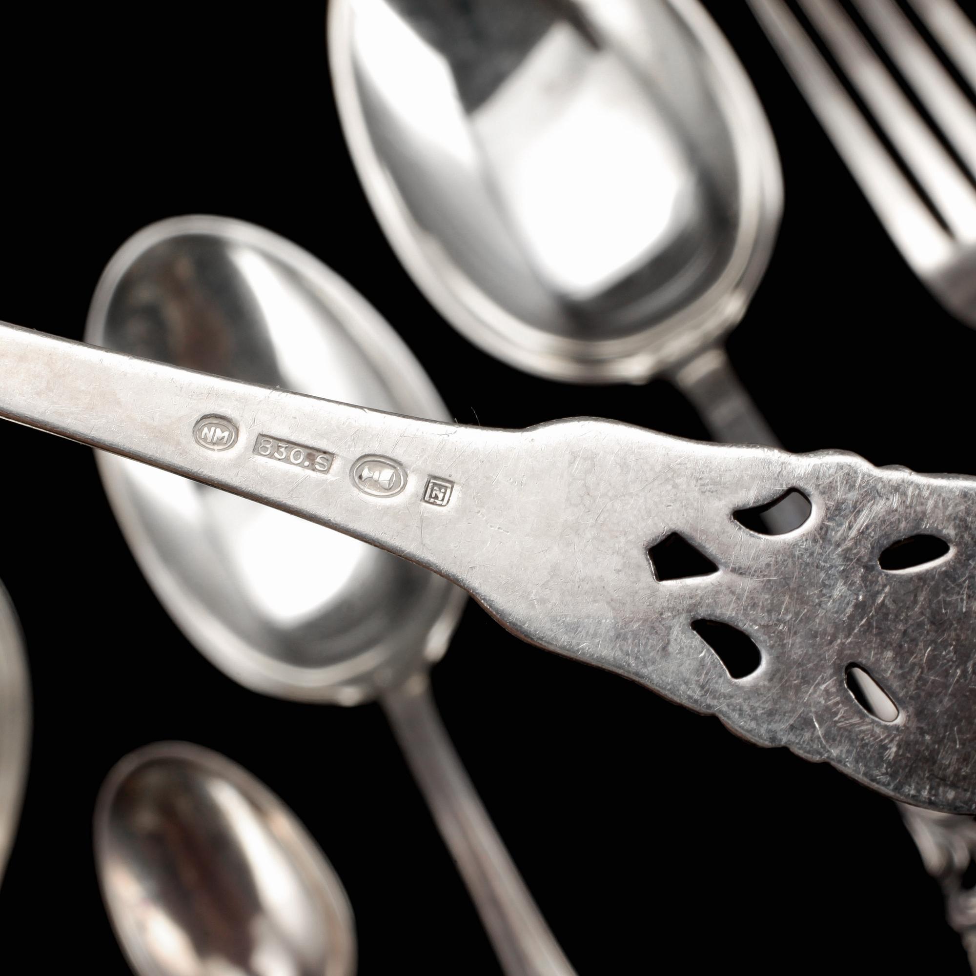 BESTICKSERVISDELAR, ca 124 delar, silver, Thorvald Marthinsen, Norge, ca 4130 gram.