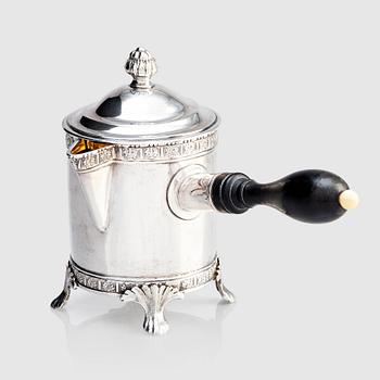 A Swedish Gustavian silver chocolate pot, mark of Johan Abraham Hallard (Hallardt), Stockholm 1791.