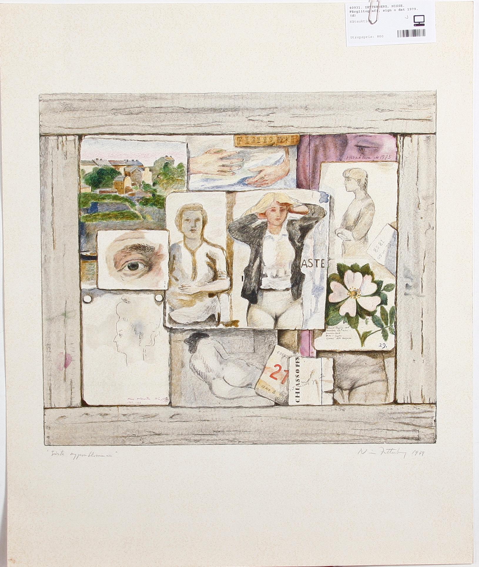 ZETTERBERG, NISSE. Färglitografi, sign o dat 1979.