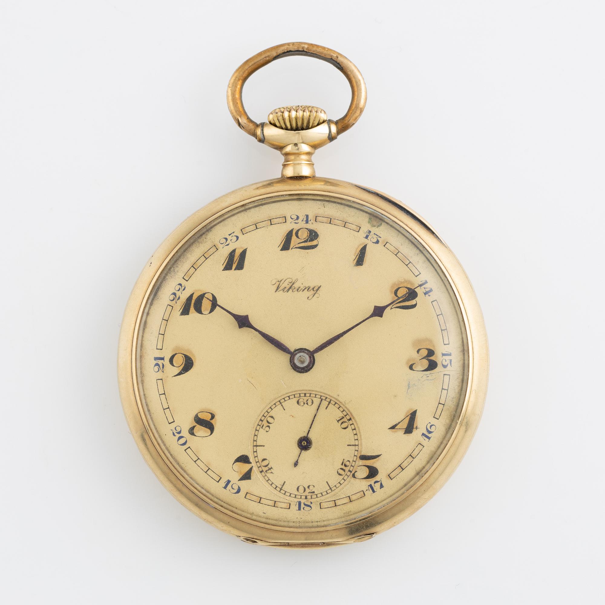 Viking, pocket watch, 14K gold, 50 mm.