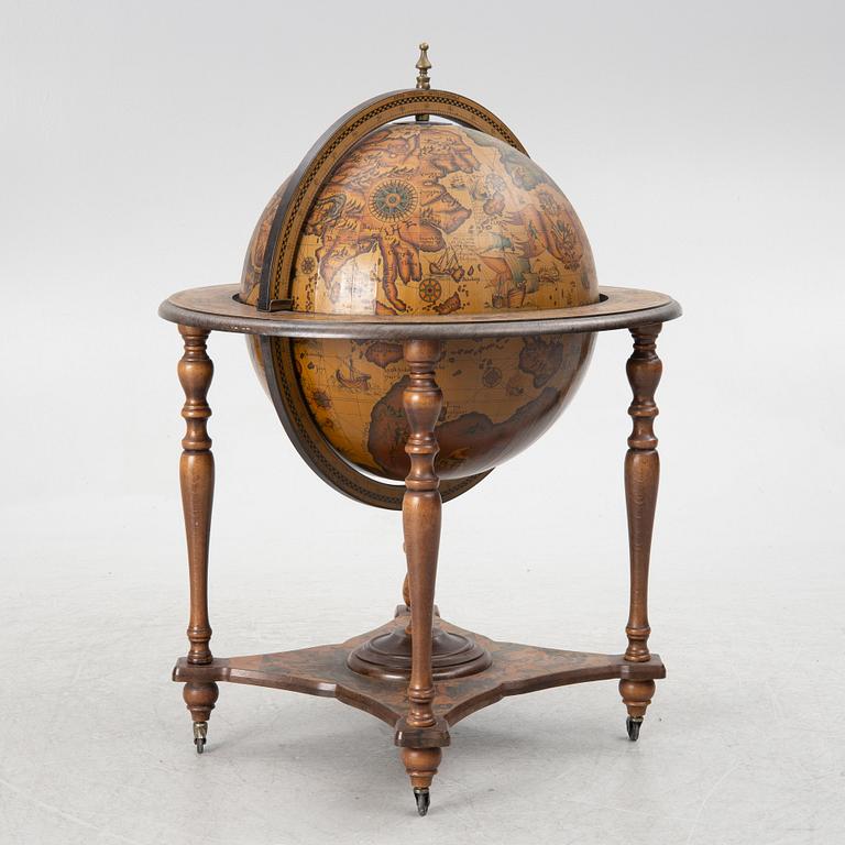 A globe drinking cabinet, late 20th Century.