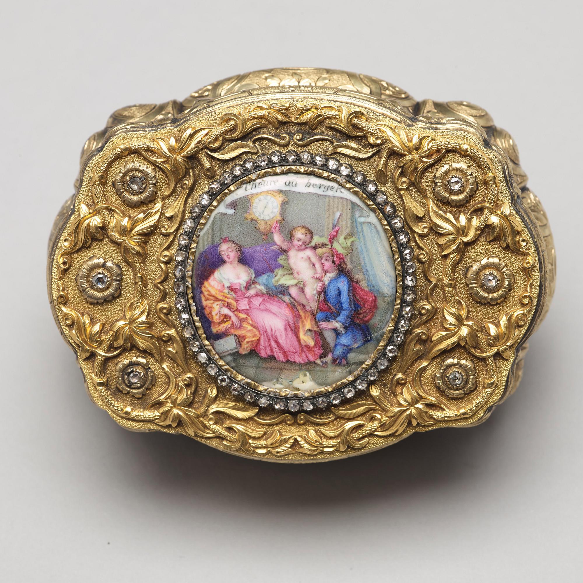 A Swiss mid 19th century 14ct. gold box.
