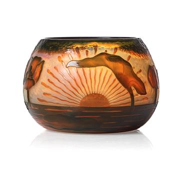 A Daum art nouveau cameo glass, 'Martelé,' bowl, Nancy France.