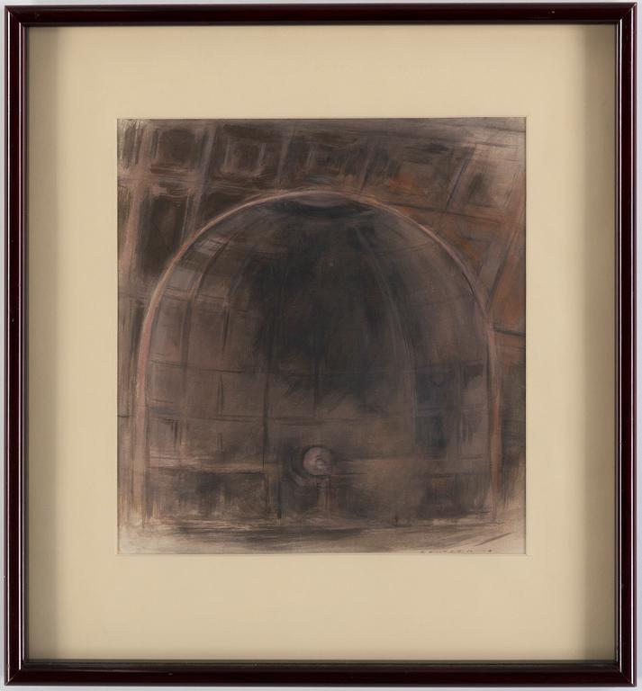 David Deutsch, mixed media on paper, signed.