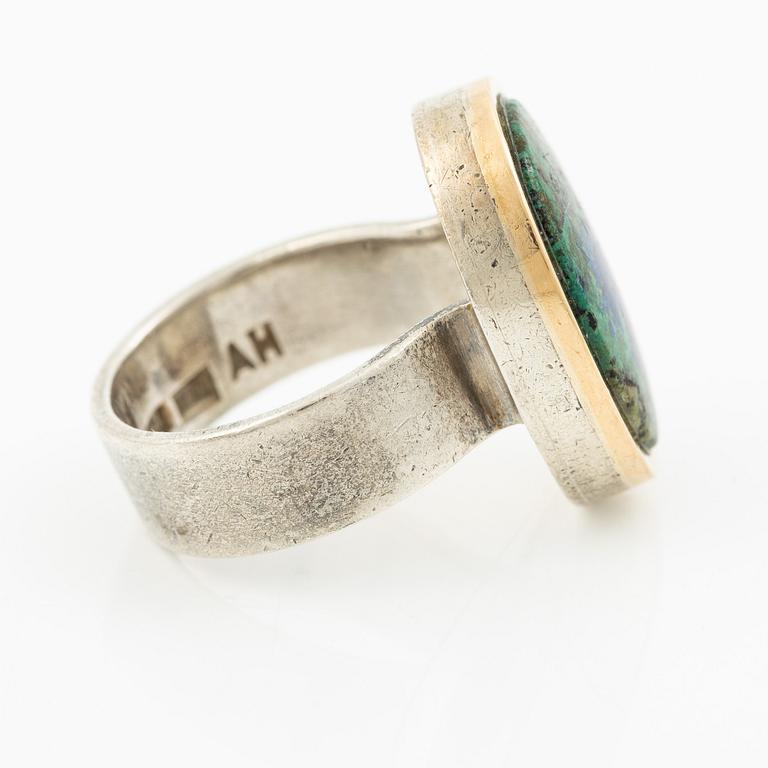 Anders Högberg, ring, sterlingsilver med grön/blå sten, Göteborg 1987.