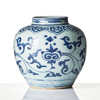 A blue and white jar, Ming dynasty (1368-1644).