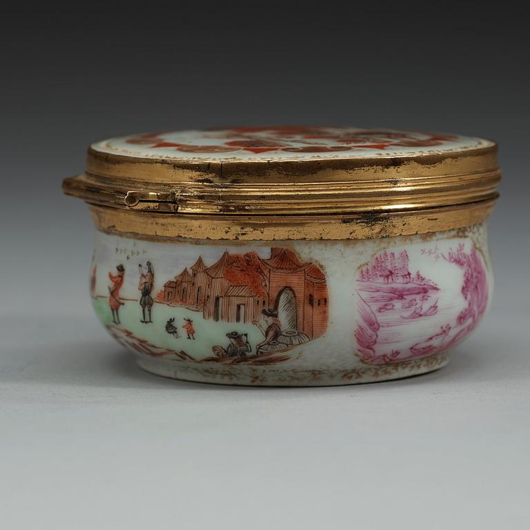 DOSA med LOCK, kompaniporslin och förgyllt silver. Qing dynastin, Qianlong (1736-95).