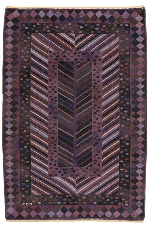 Marianne Richter, a carpet, "Granen violett", tapestry weave, 223 x 152 cm, signed AB MMF MR.